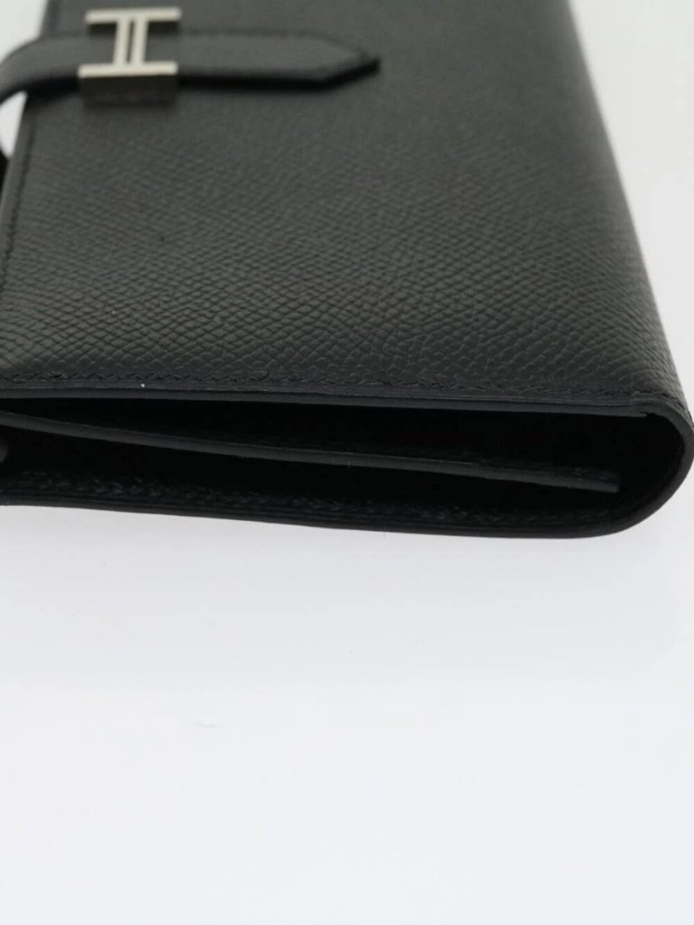 HERMES Bean souffl Long Wallet SilverMetal Black Auth 30947SM - Picture 5 of 16